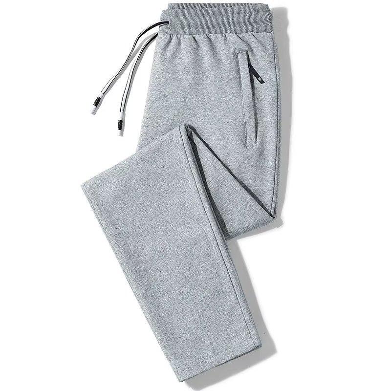 Casual pants men's fleece thickened sweatpants spring, autumn and winter trend sweatpants tied feet straight thermal trousers men