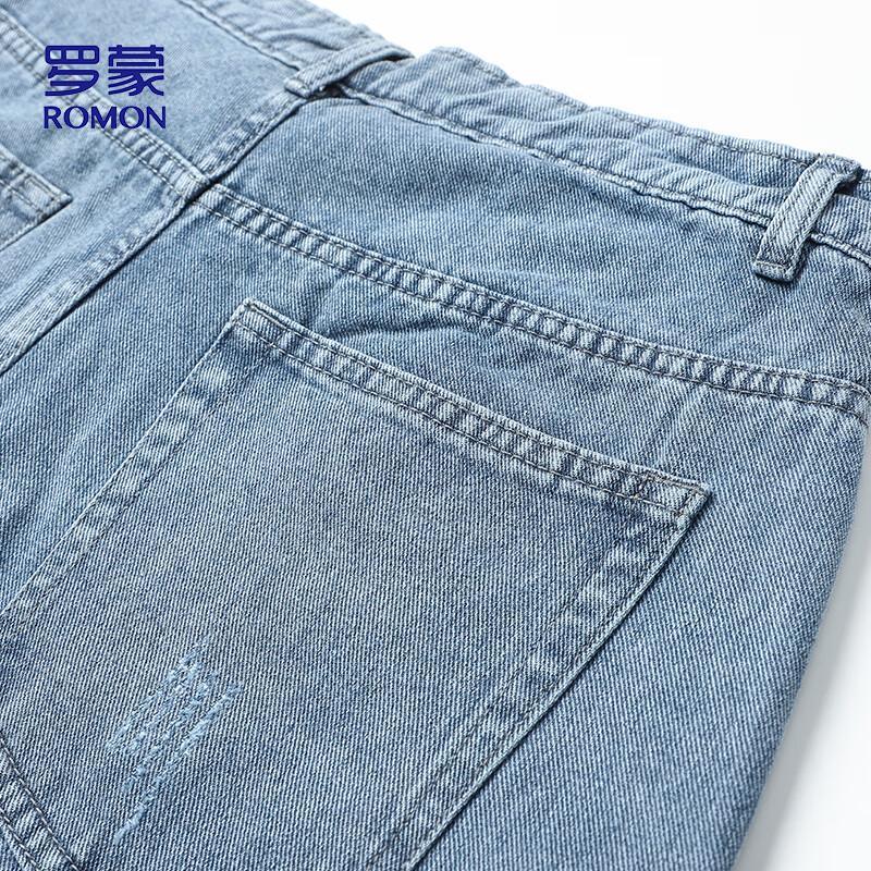 ROMON Men's Summer Loose Fit Distressed Denim Shorts