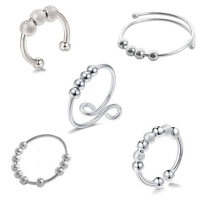 Double Layer Rotating Round Bead Ring for Women Anxiety Relief Ring for Women