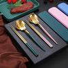 Nordic Style Portable Cutlery Set for One - Includes Knife, Fork, Spoon, and Chopsticks - Perfect for Office Workers and Students.