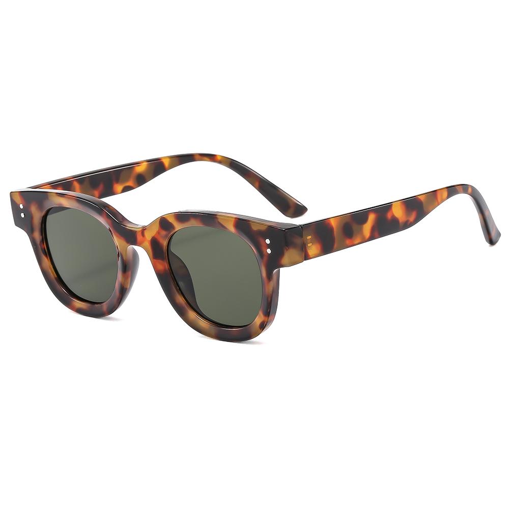 Classic Red Round Sunglasses with Vintage Design Square Frame Customizable Logo Gray or Yellow PC Frame Options