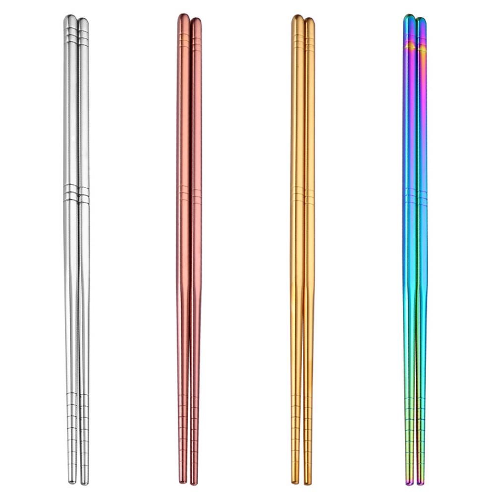 1 Pair Stainless Steel Tableware Colorful Length 23cm Chopsticks Dishware 