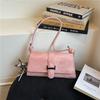 Women French Light Luxury Solid Color Small Square Handbag Shoulder Commute Underarm Bag