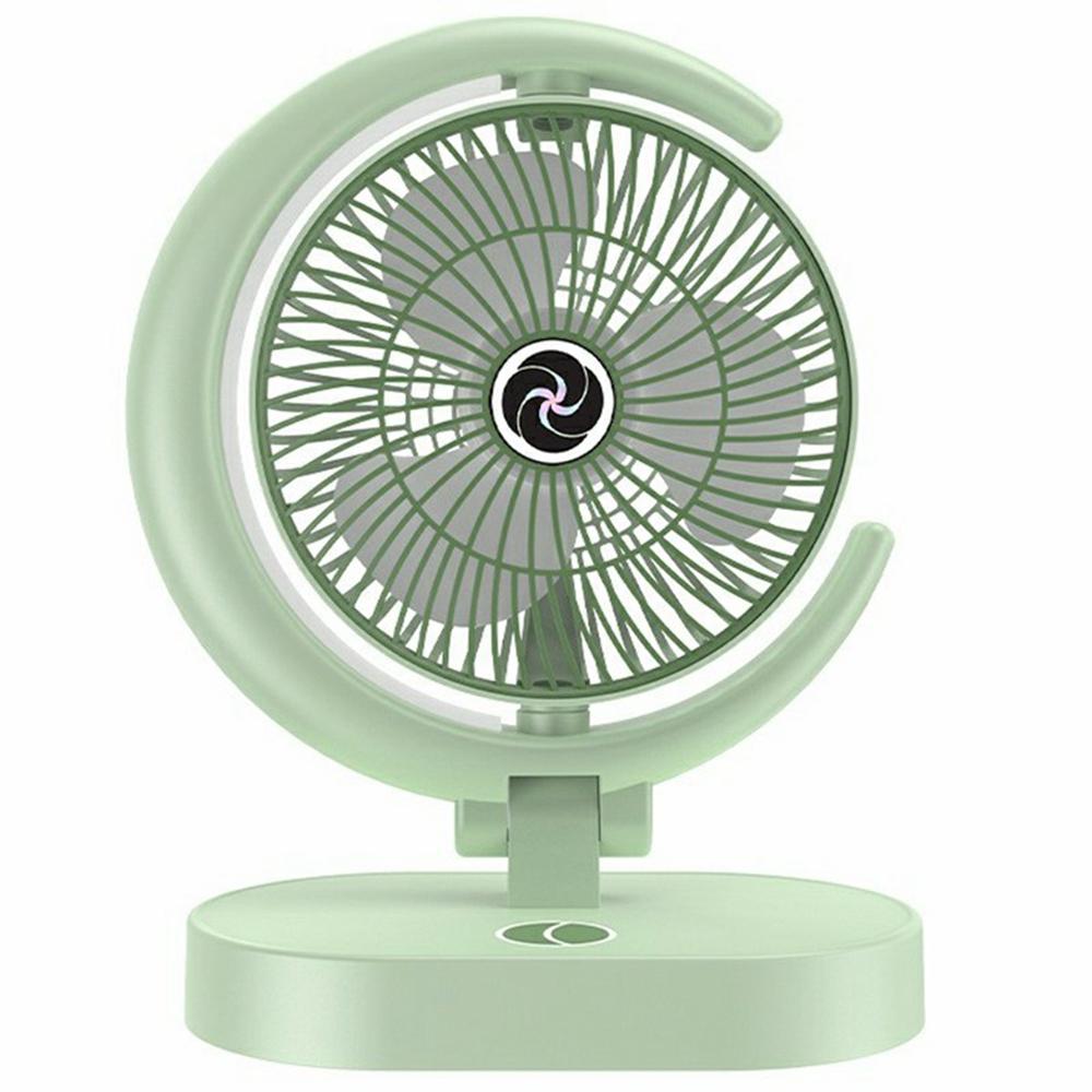 

USB Rechargeable Foldable Desk Fan 4 Speeds Air Circulator Cooling Fan with Light Light Green
