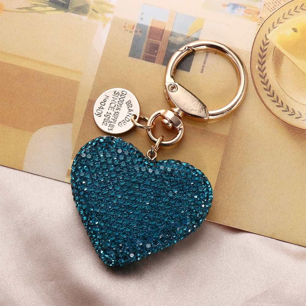 Pendant Rhinestone Interior Accessories Key Ring Crystal Keyring Love Heart Keychain Keys Holder