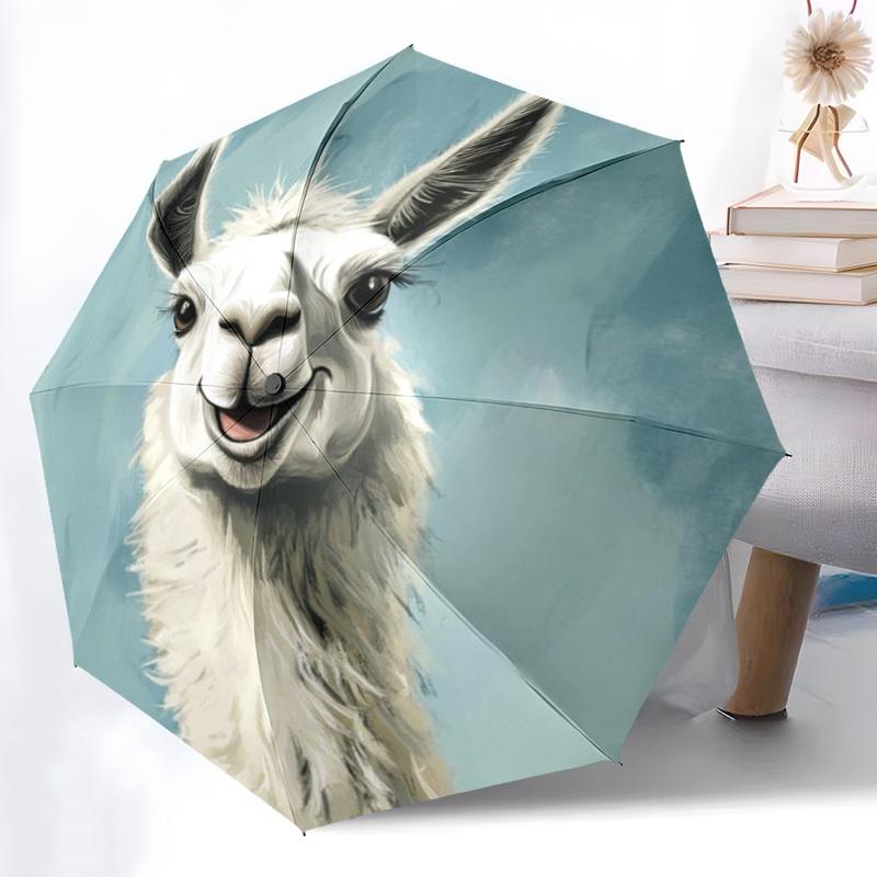 

1pc Alpaca Art Print Automatic Umbrella - Automatic Opening And Closing, Sturdy Iron Frame, Portable Folding Design yy251018212