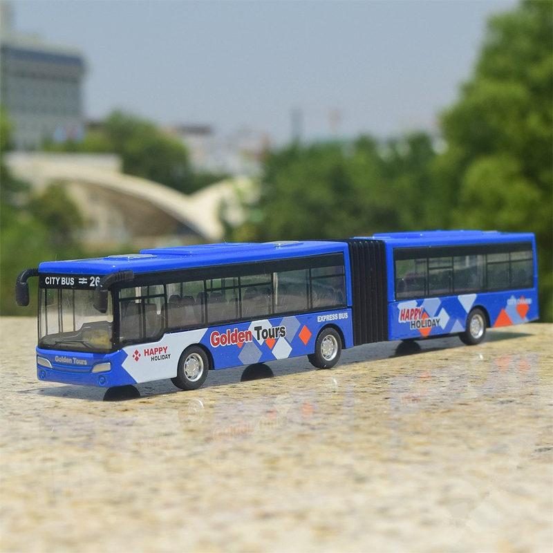 Autobus Elettrico per Tour Turistico Veicolo Passeggeri in Lega Modello di Auto Metallo Pressofuso Sezione Doppia Estesa Modello di Autobus Urbano Simulazione Regalo