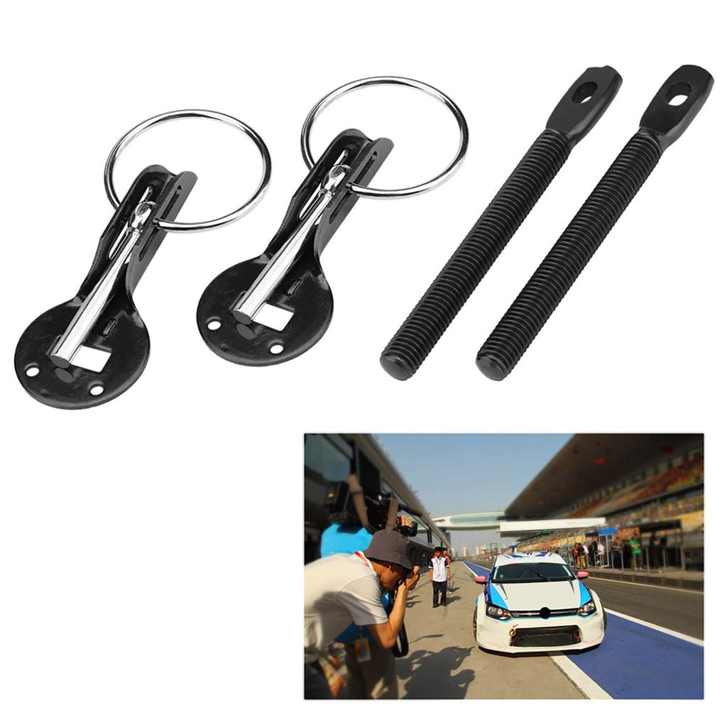 Universal Hood Pin Kit Bonnet Hood Pins Lock Latch Kit Aluminum Racing Latch Catch Pin Key Locking Kit Car Accessories Replace