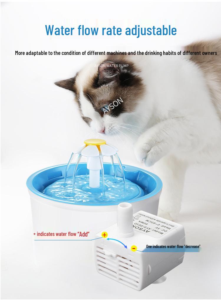 Haustier-Wasserbrunnenpumpe mit Niedrigwasser-Automatikabschaltung & Kontrollleuchte, 1-3W, 0,6M Förderhöhe, DC5V