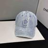 High-quality Washed Denim Ripped Baseball Caps, Men's and Women's Ins Trendy Brand C Letter Cap, Showing a Small Tide