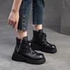 Johnature Genuine Leather Retro Wedges Short Boots With Side Zipper Thick Soled Versatile Women's Boots