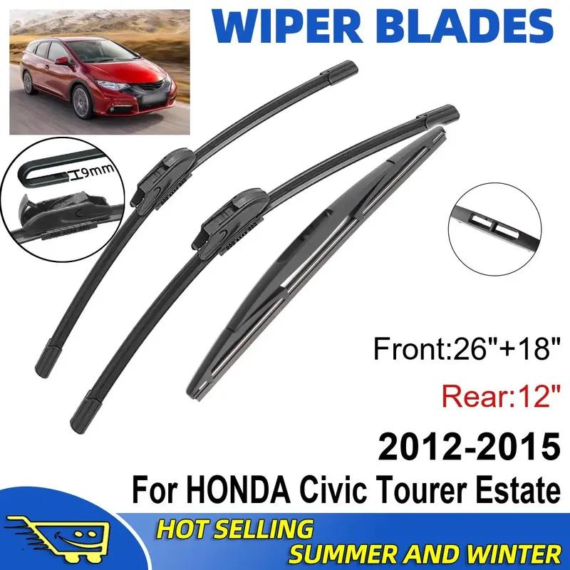 3PCS For HONDA Civic Tourer Estate 2012-2015 26" + 18"+ 12" Front Rear Wiper Blades Windshield Windscreen Window Accessories