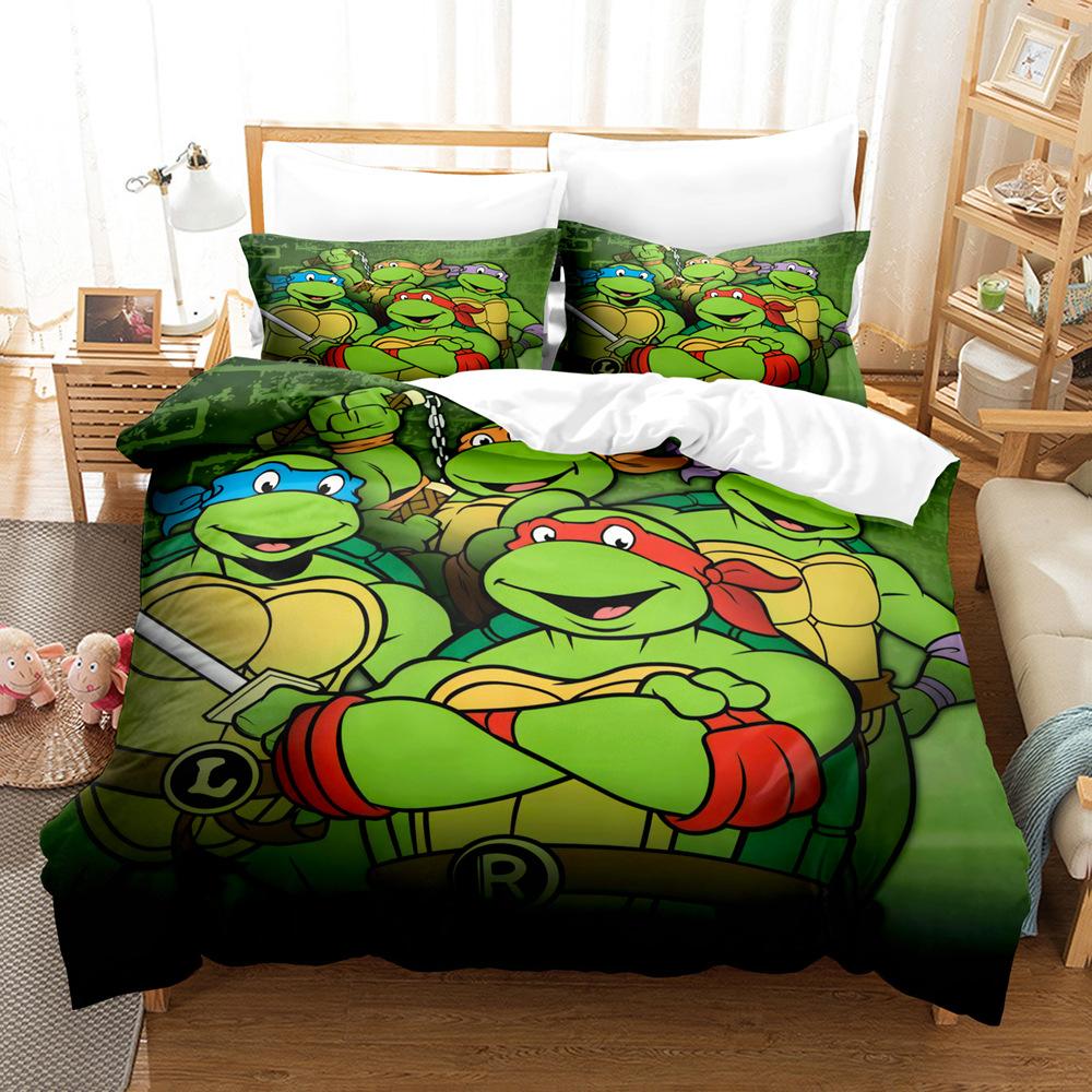Teenage Mutant Ninja Turtles Series Quilt Cover 3D Digital Printing Kit Bed Three-Piece Set