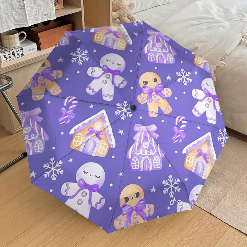 

1pc Gingerbread House Automatic Folding Umbrella, 8 Ribs Iron Frame, Suitable for Outdoor Travel and Daily Use yy251120230