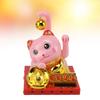 Arm Waving Fortune Cat Solar Powered Light Induction   Cat Decoration for Desks   Car Dashboards Pink