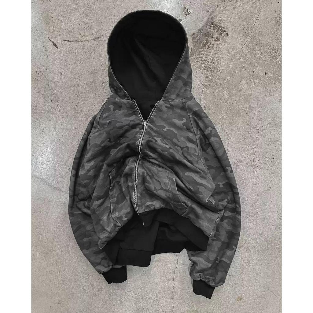 VAYLA Nuevo Sudadera con Capucha de Doble Cara para Ropa Harajuku Retro Estampado de Leopardo Moda Holgada con Cremallera Hombre Street Hip-hop Casual