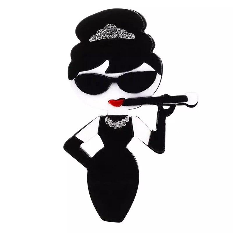 

Blucome модная акриловая фигурка брошь для женщин пальто для девочек булавки для хиджаба чёрный