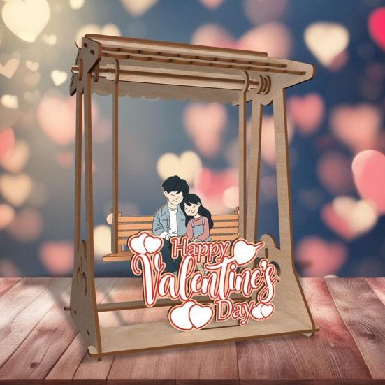 Swing Chair Couple Ornament Farmhouse Rustic Handmade Couple Table Sign Valentine's Day Anniversary Home Office Desktop Decoration