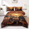 3pcs Bear Mountain Sunset Bedding Duvet Cover Set Wildlife Bedding Quilt Set Nature Themed Bed Quilt Set Autumn Forest
