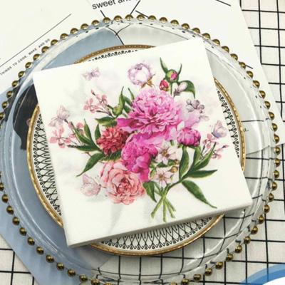 Jednorázové párty ubrousky dvouvrstvé 20 kusů/balení barevné květinové vzory