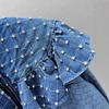 Heavy Industry Diamond-encrusted Denim Jacket Women's Spring New Loose and Thin European Ruffle Edge Splicing Top Trendy Brand