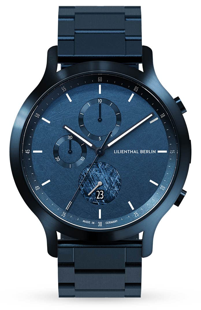 

Lilianthal Berlin Chronograph Watch with Date and Limited Made in Blue Men s Meteorite, Edition, Germany, C01-LE-MTRII-B040EB, синій