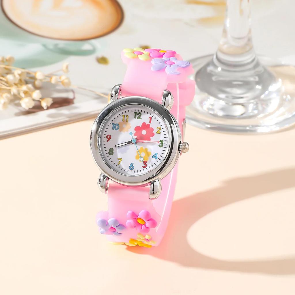 New CHILDREN'S Watch Can Love 3D Pattern Rainbow Flowers CHILDREN'S Quartz Watch Plastic Strap