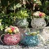 Retro Hollow Teapot Flowerpot Wrought Iron Decorative Flowerpot Iron Teacup Planter  Living Room