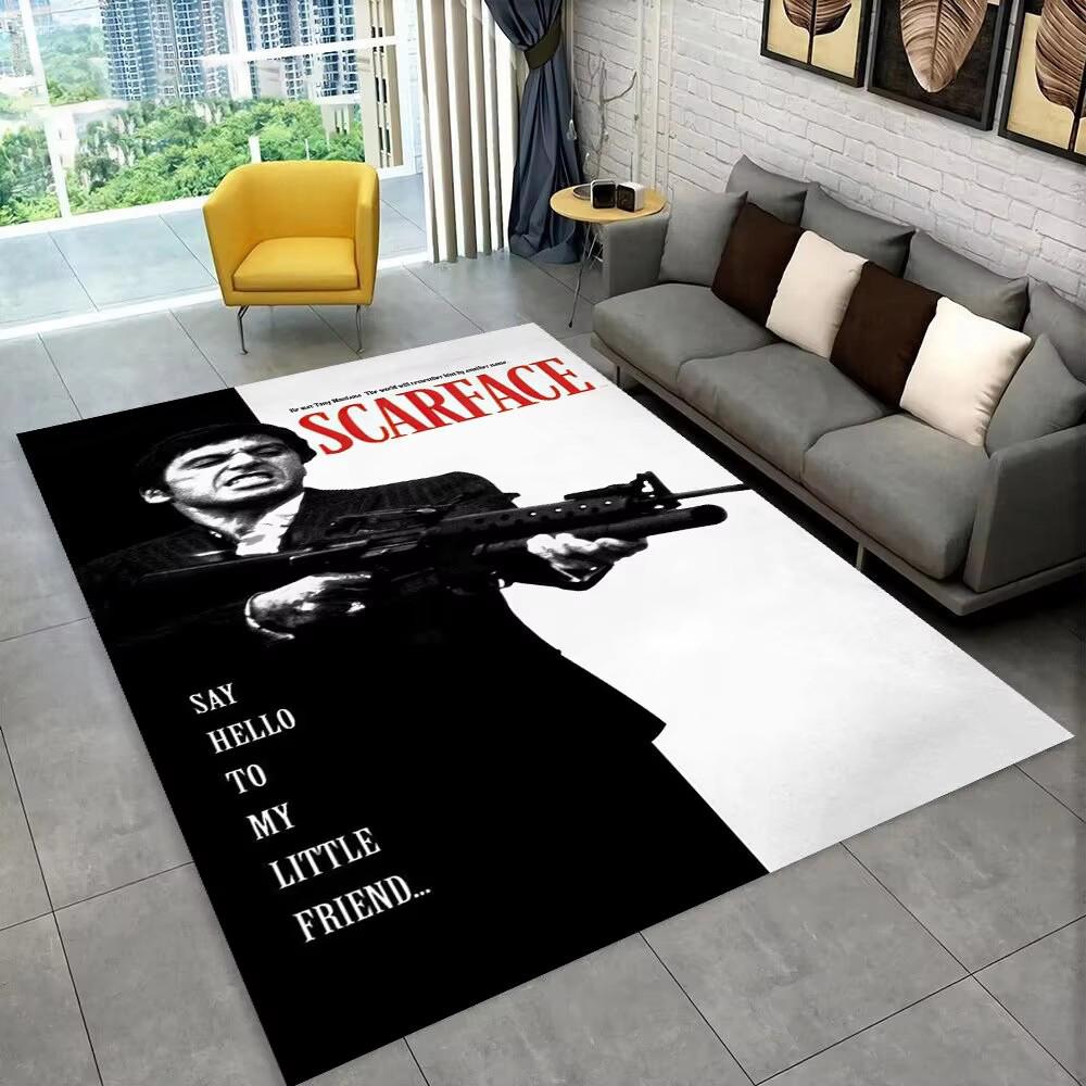 Tappeto Area Scarface Tony Stampa 3D Grande, Tappeto per Soggiorno Camera da Letto Divano Zerbino Decorativo, Tappetino da Gioco Antiscivolo per Bambini