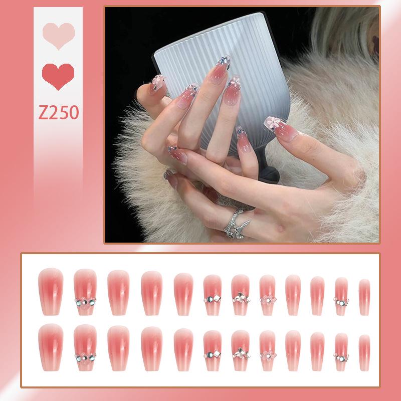 Luxurious Transparent Blush Bubble Rose Press-On Nail Set with Wearable Stickers