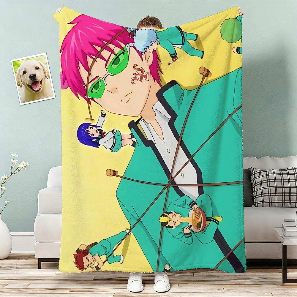 The Disastrous Life of Saiki K Anime Throw Lightweight 240g Flannel Blanket Soft Skin-friendly for Summer Cooling
