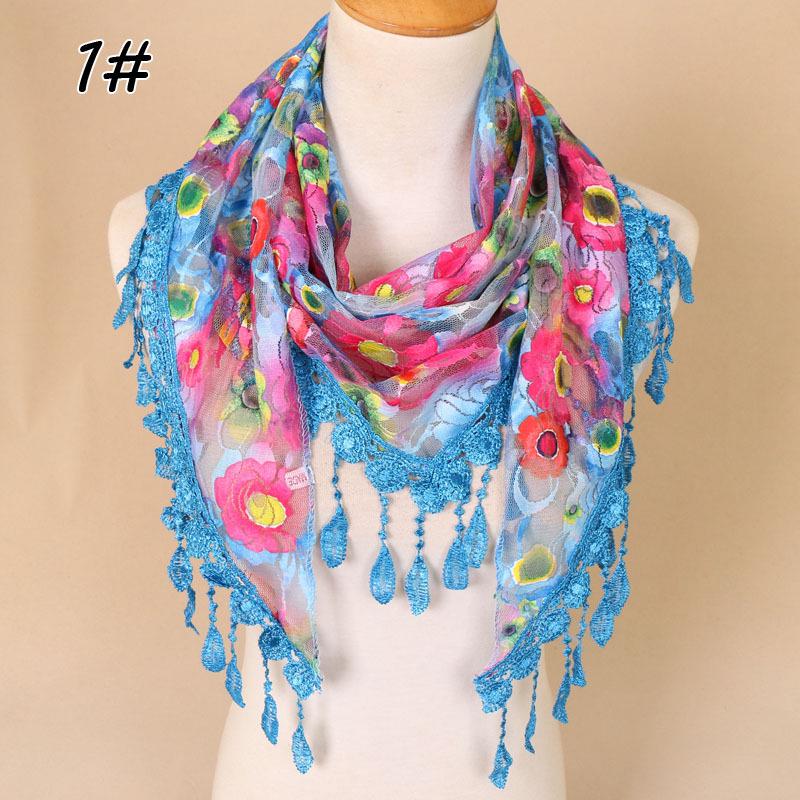 

Color lace triangle scarf, spring and autumn fashion hollow tassel women s triangle scarf veil SJJ 160-50cm