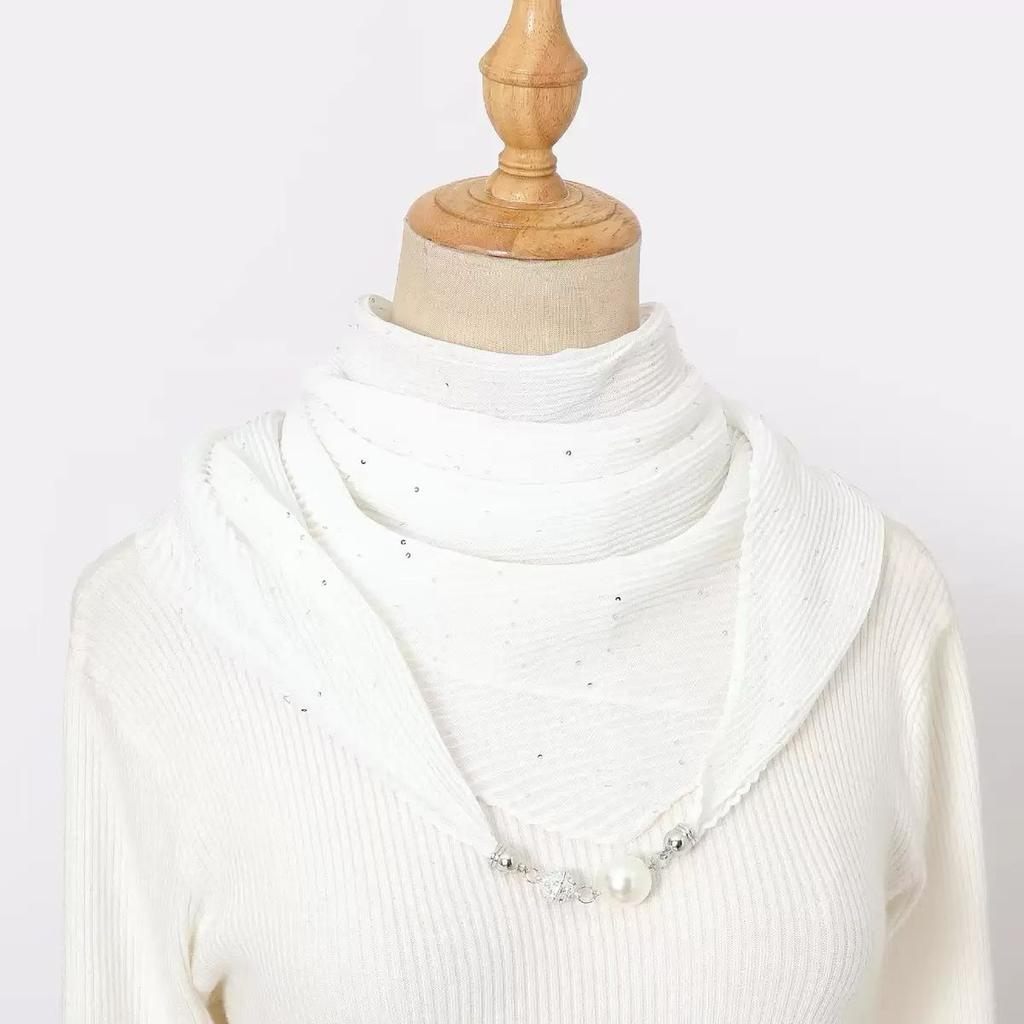 Spring and Autumn Fashion Explosion 71 Square Scarf Magnetic Buckle Scarf Silk Scarf Women's Neckband Neck Headband Scarf