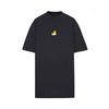 In-stock Women's Spring High-Neck Short-Sleeved T-Shirt with Cartoon Embroidered Yellow Duck, Available In Black and White