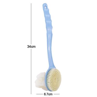 2-in-1 Double-sided Bath Brush with Gentle Long Handle for Body Cleaning, Shower Soft Hair Exfoliating, Shower Brush