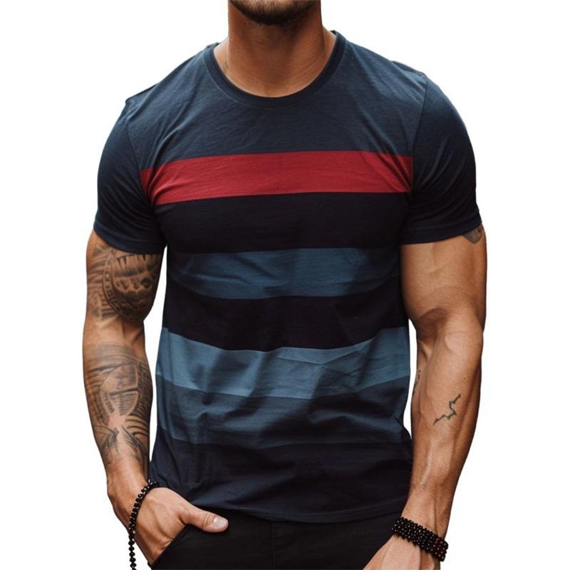 Fashion Stripe 3D Printed T Shirts For Men Summer Casual Crew Neck Short Sleeve T-shirt Loose Quick Dry Breathable Tees Tops
