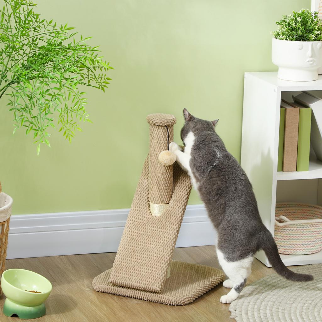 Cat Scratching Post with Scratch Board, Play Ball, Bumpy Texture/Sisal, 54 cm, Light Brown