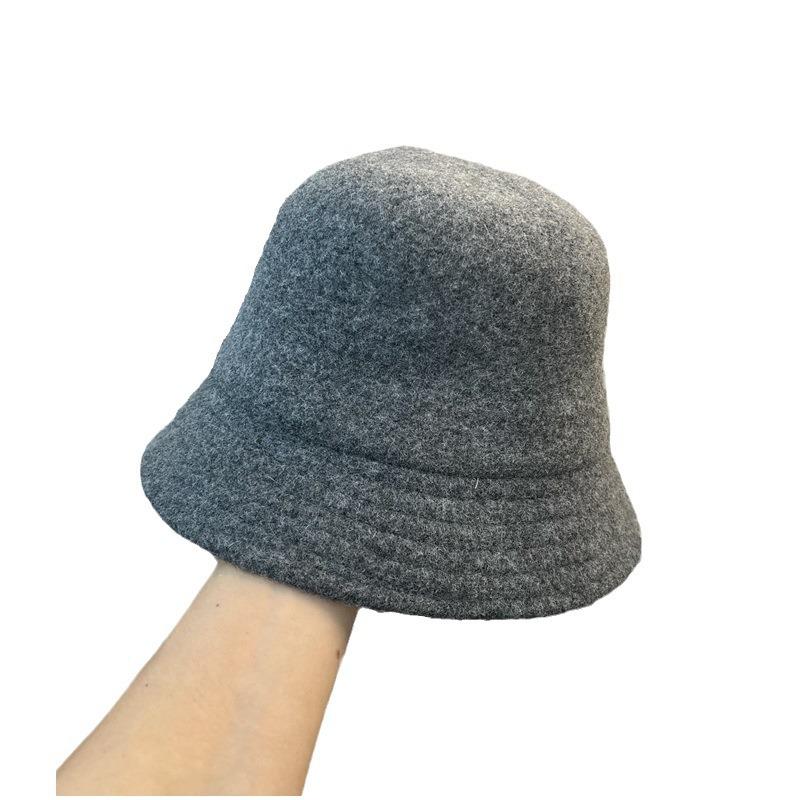 Wool hat women's autumn and winter woolen basin hat classic versatile retro face small bucket hat tide