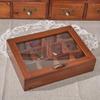 12 Grid/9 Grid 1pc jewelry&Tea&Spices Wooden Storage Showcase Box with Transparent Lid, Vintage Multifunctional Storage Home Furnish.