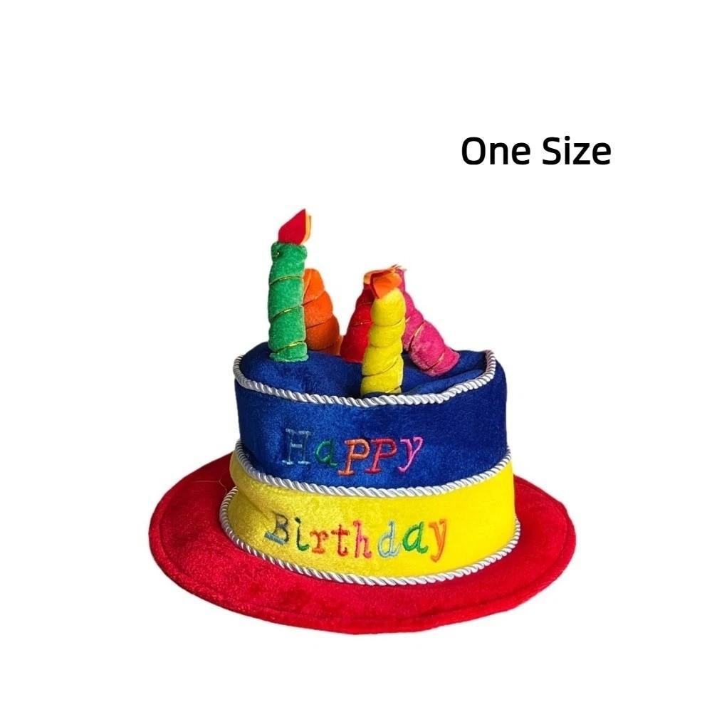 Funny Birthday Cake Hat Contrast Color Fabric Birthday Hat with Glasses Happy Birthday Performance Party Hat