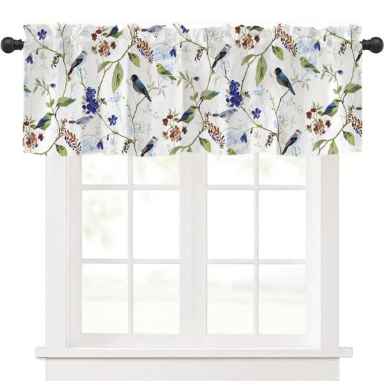 Bahar Çiçekli Perde Üstlüğü Yapraklar Çiçekler Pencere Üstlüğü Kısa Mutfak Perdesi Askı Yuvalı Perde Üstlüğü Banyo Yemek Odası İçin