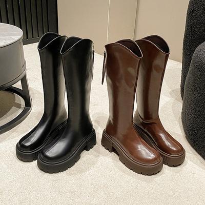 Korean Autumn Winter Knight Boots for Women Fashion Soft Sole Increase Women's Platform Shoes Designer Knee-high Boots Female