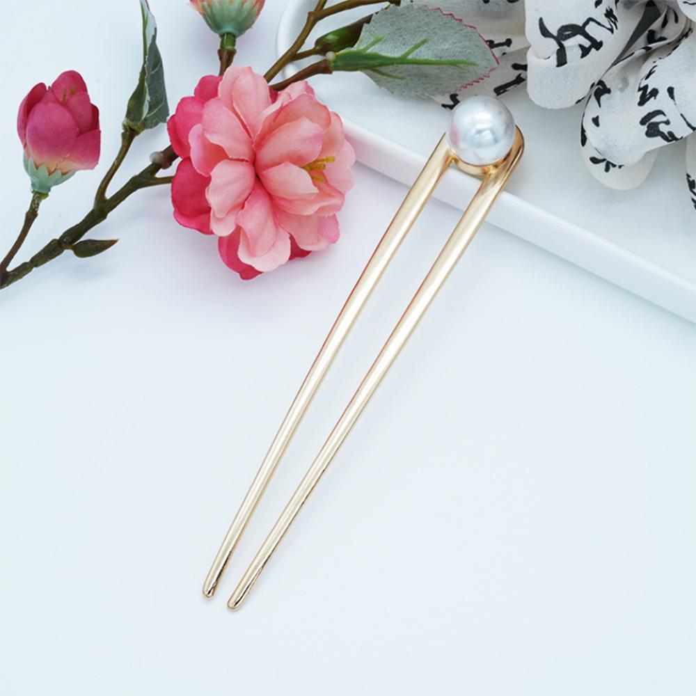 New U Shape Metal Black Hair Pin Stick French Pearl Hair Clips Barrettes For Women Girls Hairstyle Accessories  Gifts