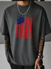 Unisex Summer White Short Sleeve Tee Vintage Distressed Usa American Flag Graphic Print Crew Neck Loose Streetwear Male Casual Tops