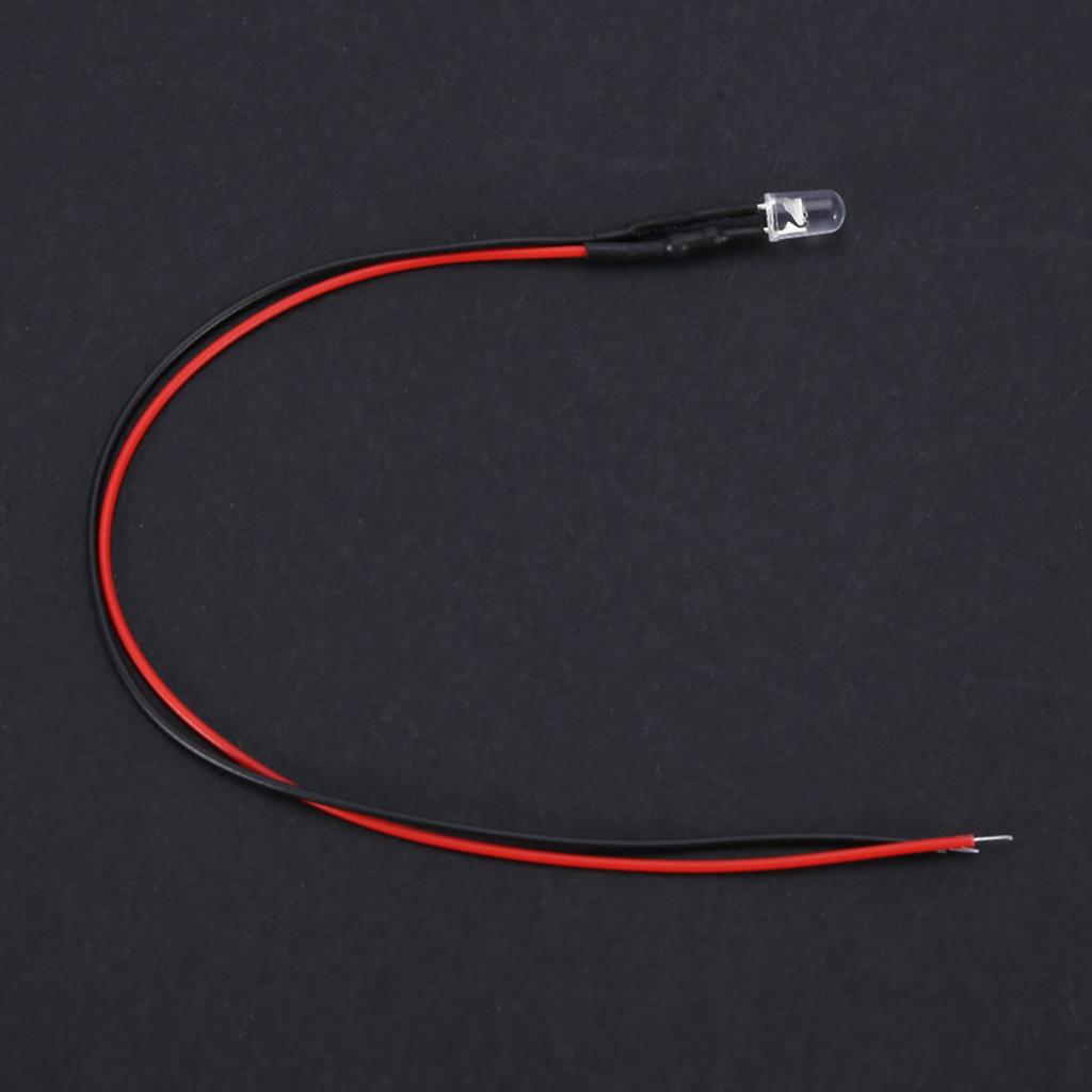 10 Stück 12V 5mm LED Leuchtdiode Verdrahtet Mehrfarbiges LED Lichtkabel 20cm 0.06W(Weiß)