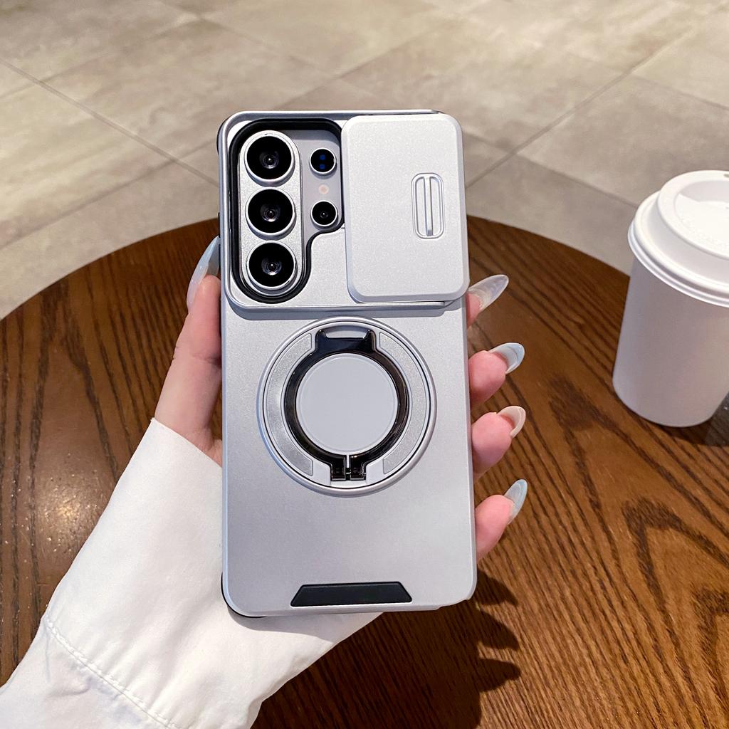 360 Rotating Magnetic Ring Holder Case for Samsung S26 Ultra S25 S24 S23 S22 Shockproof For Magsafe Camera Sliding Window Cover