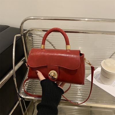 Winter Commuter Casual Lock 2025 Solid Color Simple Pendant New Trendy Retro Shoulder Crossbody Portable Small Square Bag