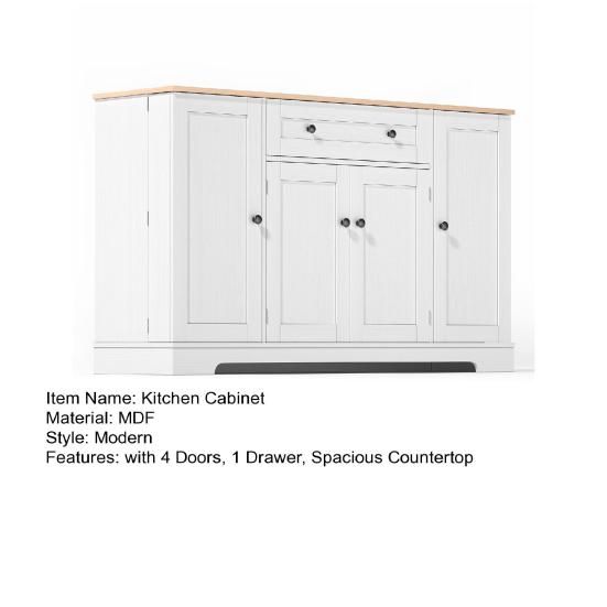 Hutch Cabinet Patchwork Color Large Sideboard with 4 Doors And 1 Drawer Kitchen Buffet Modern for Dining Room Living Pantry