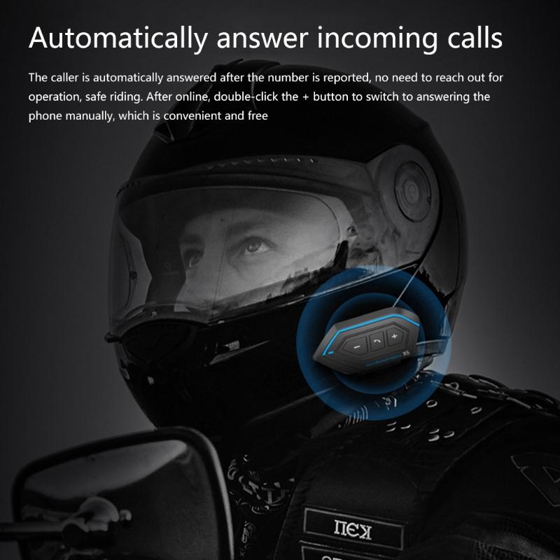5.0 Wireless Motorcycle Headset with Microphone 1set Motorcycle Helmet Headset Automatic Pairing with Microphone Stero