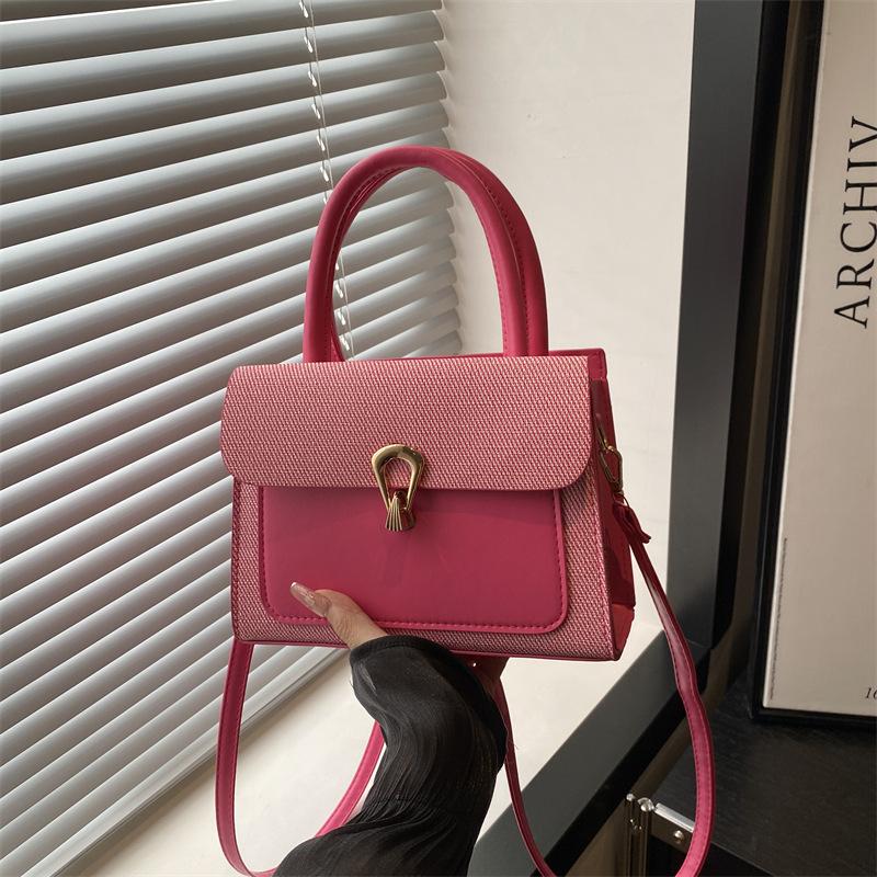 Ausländischer Stil Einrückung Litschi-Muster neu 2025 Sommer Schloss schlicht lässig Messenger Schulter tragbar kleine quadratische Tasche Frau